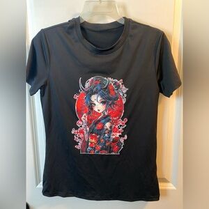 Japanese Geisha Style/Anime Black T-Shirt Sz. M